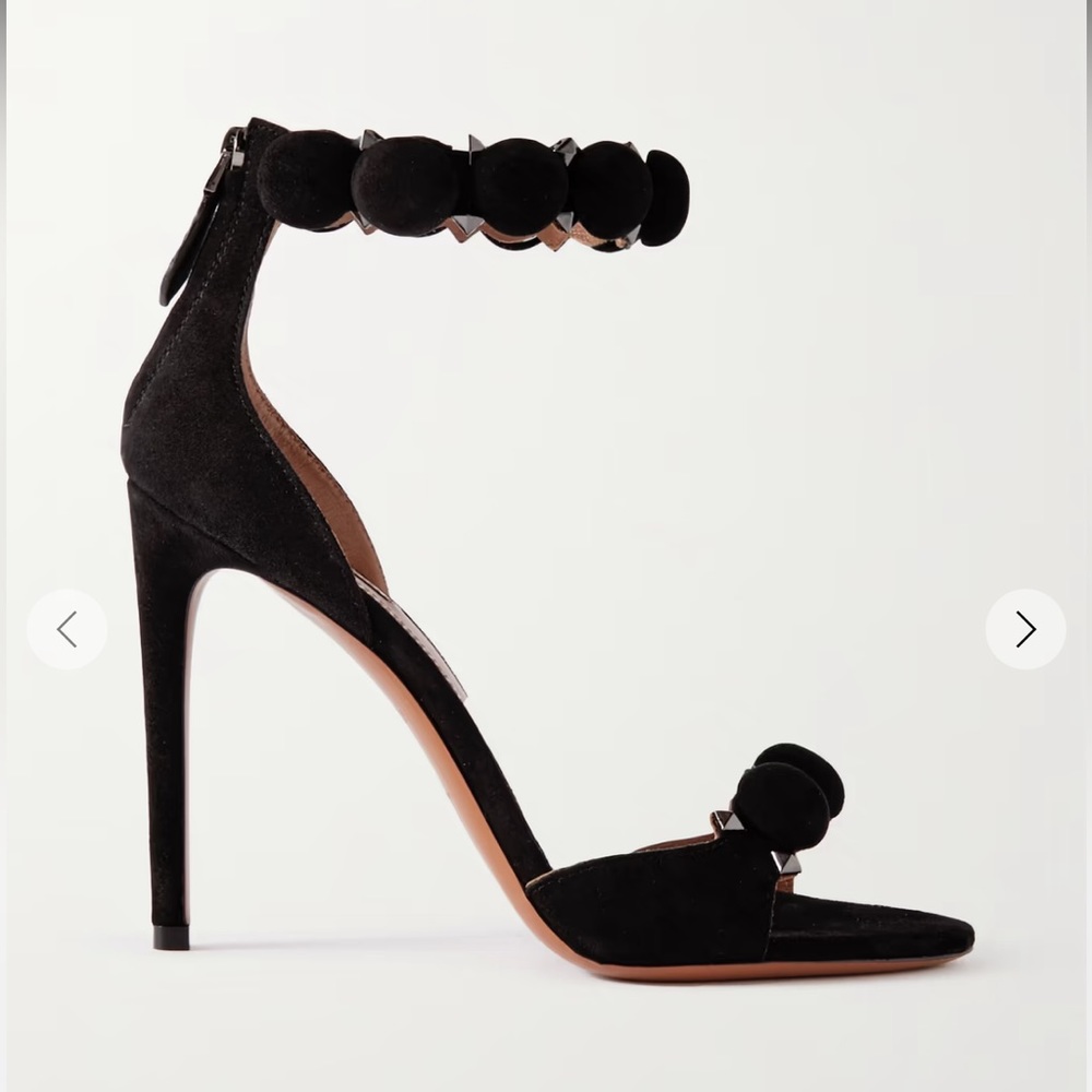 ALAIA La Bombe 110 Studded Suede Sandal Size 38